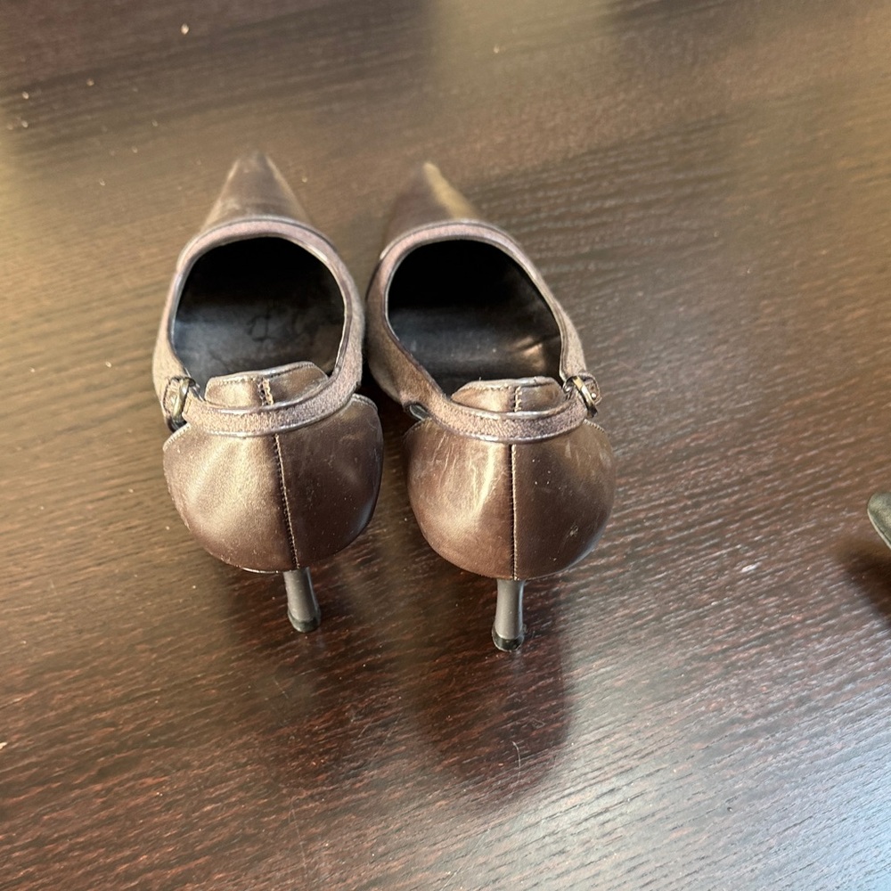 Chic gray and dark gray combination Leather Heels